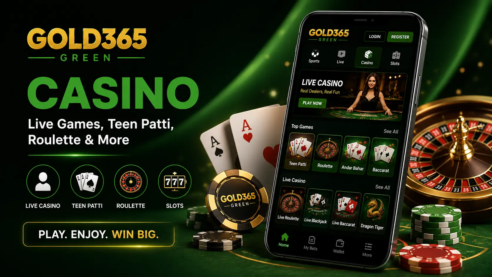 Gold365 Green Casino – Live Games, Teen Patti, Roulette & More